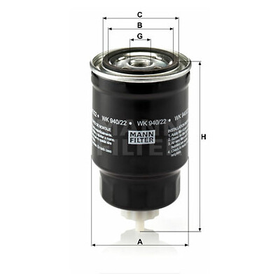 Filtro combustible MANN-FILTER WK 940/22