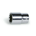 Llave de vaso multihuella con cuadrado hembra 1/4", cromada 12 MM